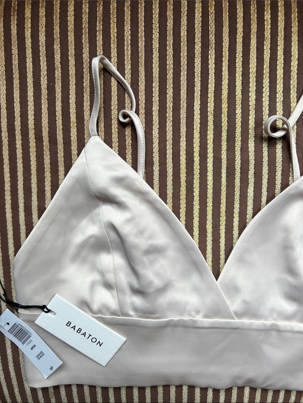 Babaton Satin Bandeau Bralette - Light Beige